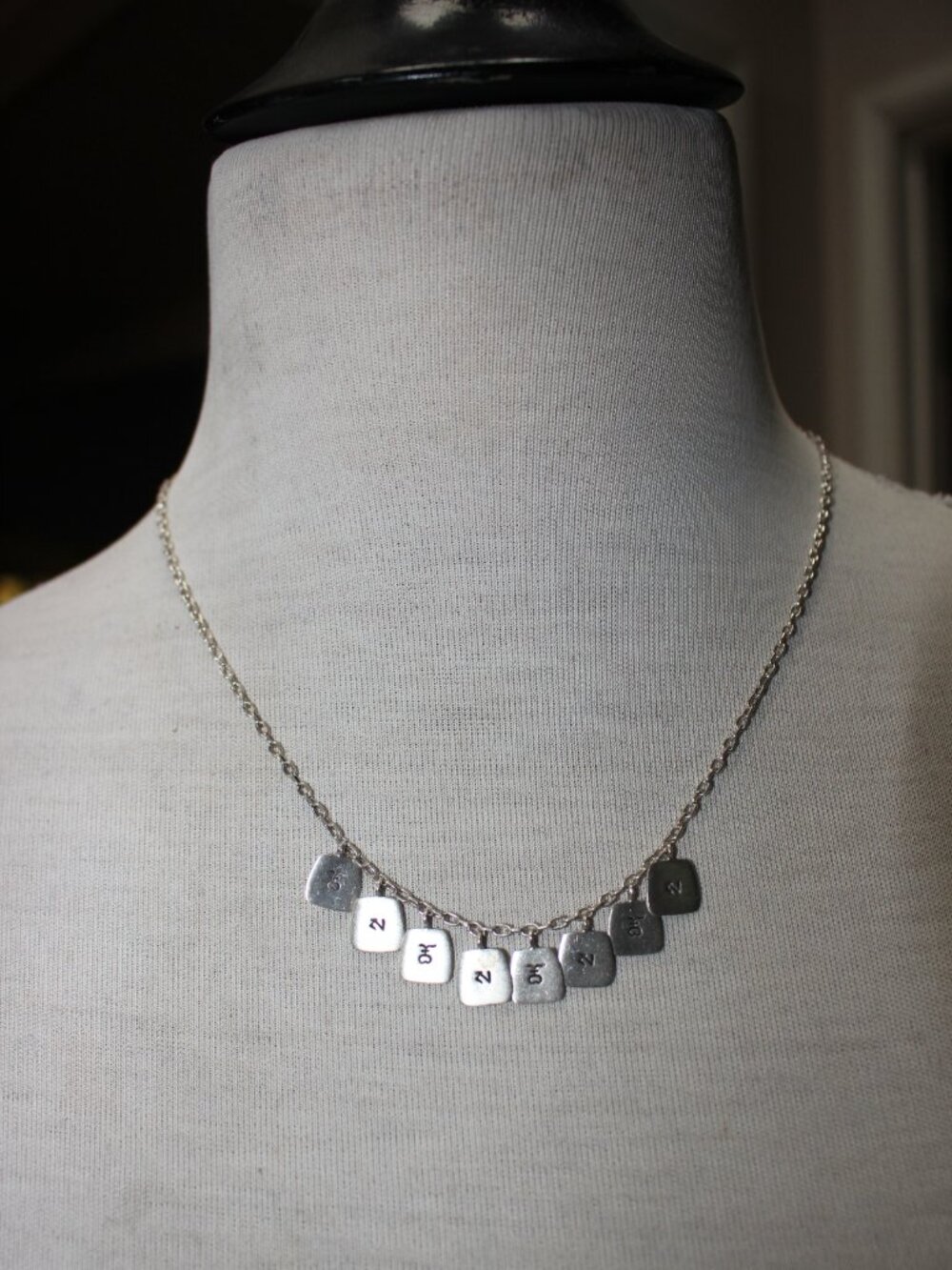 Me & Ro RARE Sterling Silver Tibetan Mantra Necklace Cable Chain Stamped